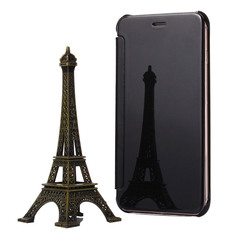 

Electroplating Mirror Horizontal Flip PC + Leather Protective Case for iPhone 6 & 6s(Black)
