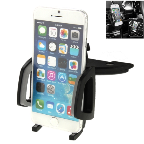 

360 Degrees Rotating Car Mobile Phone Holder Install on Vehicle CD Player Disk Slot Stand Mount, Clip Size: 50mm-105mm, For iPhone, Galaxy, Sony, Lenovo, HTC, Huawei, and other Smartphones