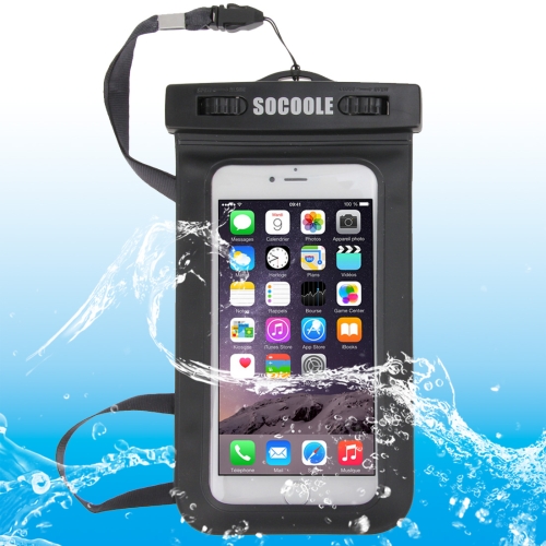 

SOCOOLE WPC-003 Universal Waterproof Bag for iPhone 6 & 6s, Samsung S6 / Note 4 / Note 3 / Note 2 etc. All Below 6.0 inch Smart Phones, IPX8 Certified(Black)