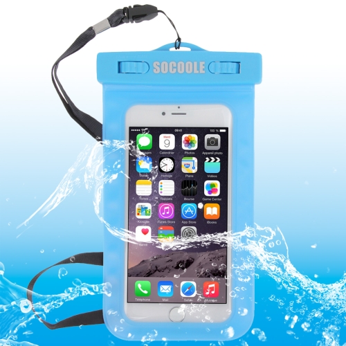 

SOCOOLE WPC-003 Universal Waterproof Bag for iPhone 6 & 6s, Samsung S6 / Note 4 / Note 3 / Note 2 etc. All Below 6.0 inch Smart Phones, IPX8 Certified(Blue)