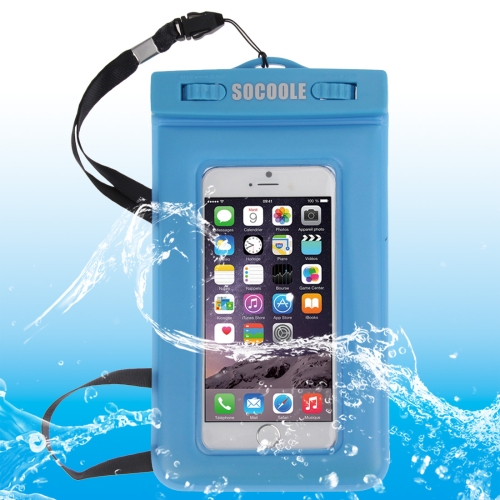 

SOCOOLE WPC-007 Universal Waterproof Bag for iPhone 6 & 6s, Samsung S6 / Note 4 / Note 3 / Note 2 etc. All Below 6.0 inch Smart Phones, IPX8 Certified(Blue)
