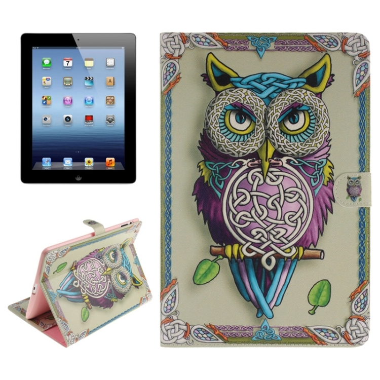 

Owl Pattern Leather Case with Holder & Card Slots & Wallet for iPad 4 / New iPad(iPad 3) / iPad 2