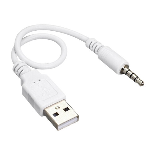USB to 3.5mm Jack Data Sync & Charge Cable for iPod shuffle 1st /2nd /3rd Generation, Length: 15.5cm(White)