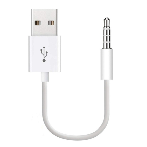 USB to 3.5mm Jack Data Sync & Charge Cable for iPod shuffle 1st /2nd /3rd /4th /5th /6th Generation, Length: 10cm(White)