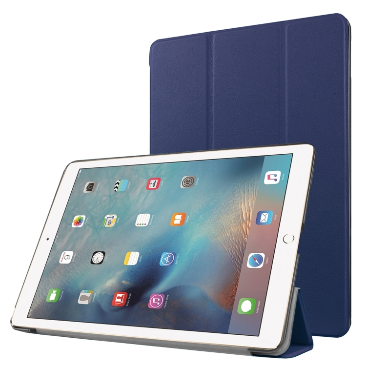 

Custer Texture Horizontal Flip Solid Color Leather Case with Three-folding Holder & Sleep / Wake-up Function for iPad Pro 9.7 inch(Dark Blue)