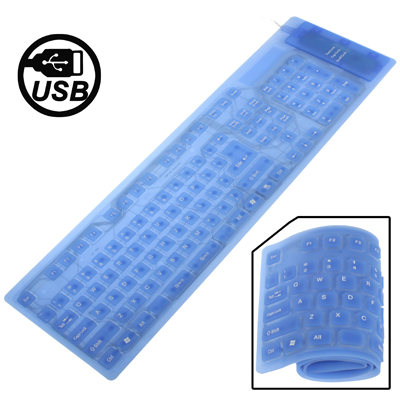 

109 Keys USB 2.0 Full Sized Waterproof Flexible Silicone Keyboard (Blue)