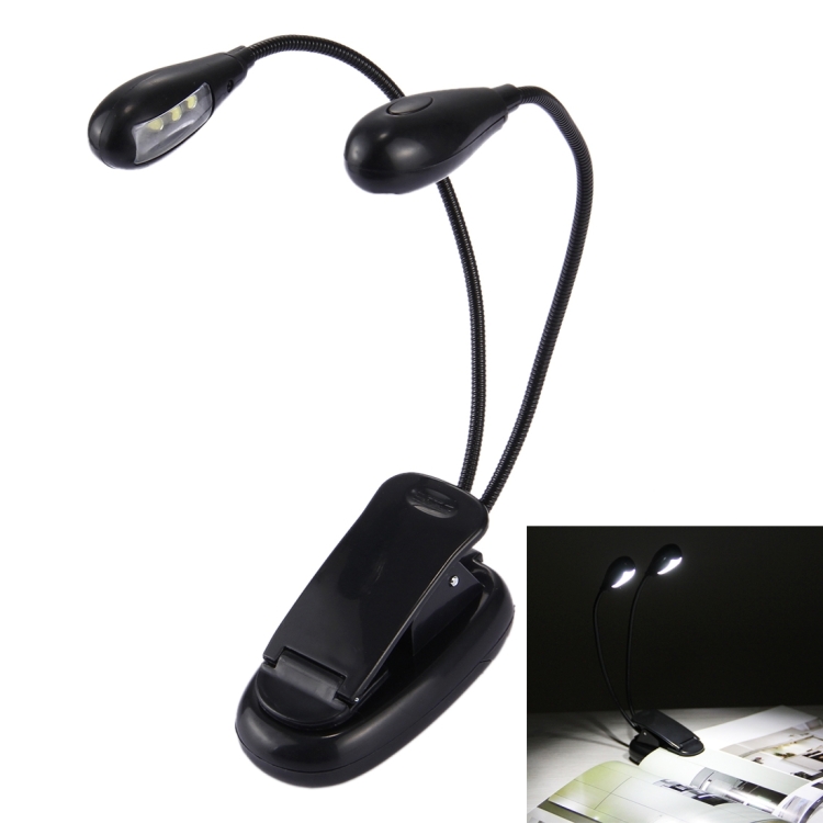 

2 Arm LED Book Light, Dual Arms Clip On LED Light For Reading Camping Hiking(Black)