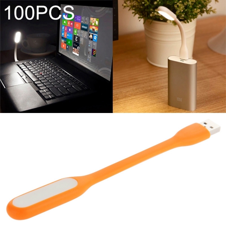 

100 PCS Portable Mini USB 6 LED Light, For PC / Laptops / Power Bank, Flexible Arm, Eye-protection Light(Orange)