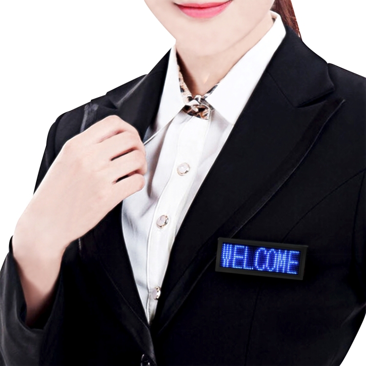 

Rectangle LED Electronic Name Badge Mini LED Display, Size: 7.5 x 3 x 0.8 cm(Blue)