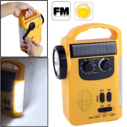 

Solar Power Dynamo Hand Cranked Lantern Rescue Light , Multi-function Outdoor Emergency 5 LED Flashlight with AM / FM Radio