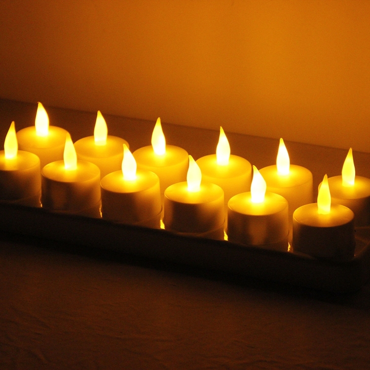 

12 PCS Flameless LED Tealight Flicker Candle Light, Rechargeable Home Decoration Light with Charging Board