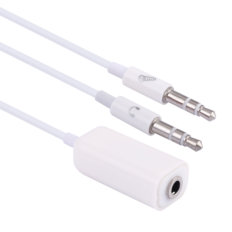 

3.5mm Female to 3.5mm Male Microphone Jack + 3.5mm Male Earphone Jack Adapter Cable for Apple Computer, Length: 78cm(White)
