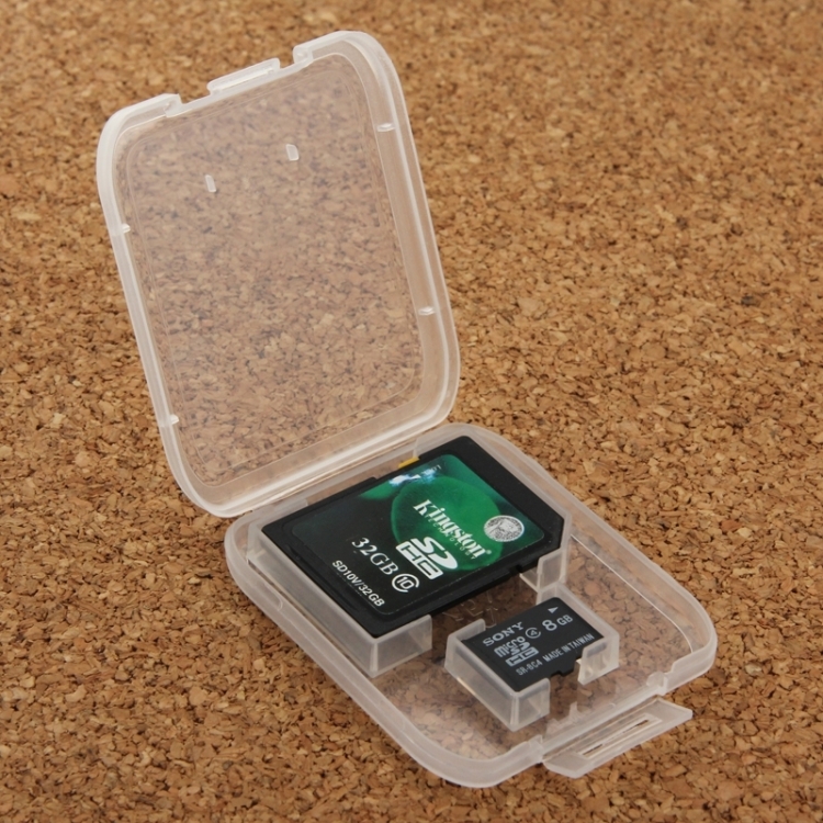 

100Pcs Transparent Plastic Storage Card Box for SD Card + Micro SD Card(TF Card)(Transparent)