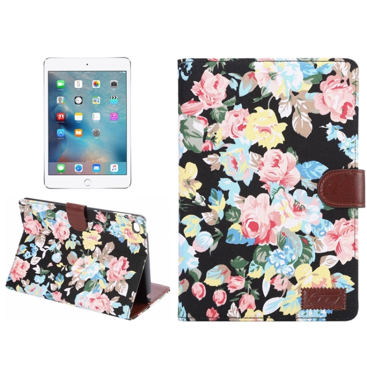 

Peony Pattern Denim Texture Leather Case with Card Slots & Holder & Wallet & Sleep / Wake-up Function for iPad mini 4