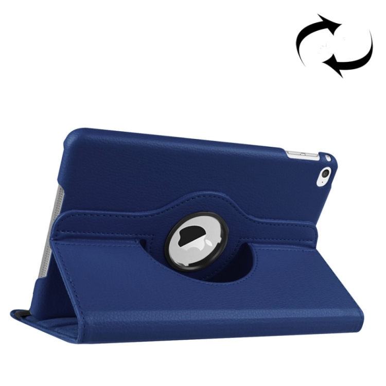 

Litchi Texture 360 Degree Rotating Smart Leather Case with Holder for iPad mini 4 / mini 5(Dark Blue)