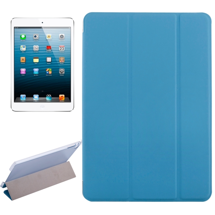 

Horizontal Flip Solid Color Elasticity Leather Case with Three-Folding Holder for iPad Mini 4 & Mini 2019(Blue)