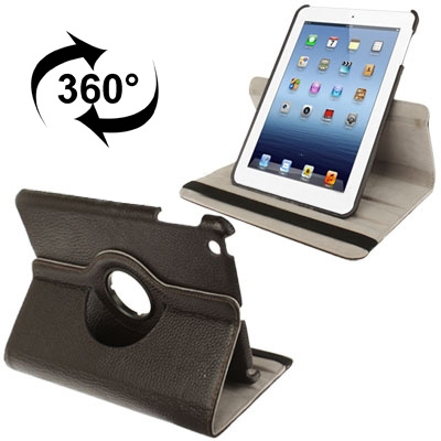 

360 Degree Rotatable Litchi Texture Leather Case with Holder for iPad mini 1 / 2 / 3 (Coffee)