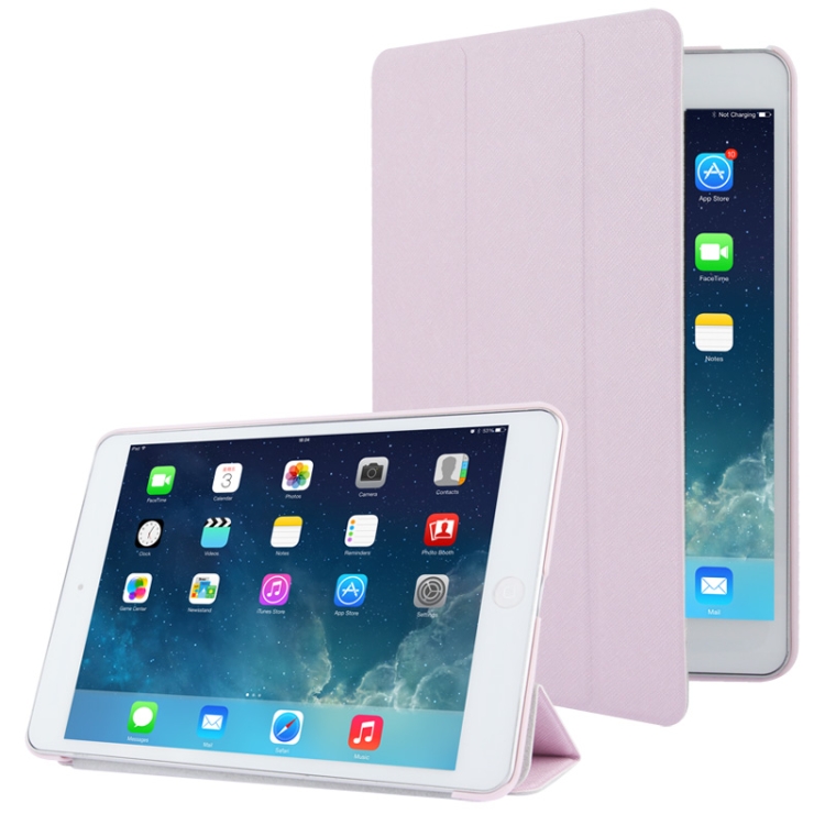 

3-folding Cross Texture Leather Case with Holder & Sleep / Wake-up Function for iPad mini 1 / 2 / 3 (Pink)