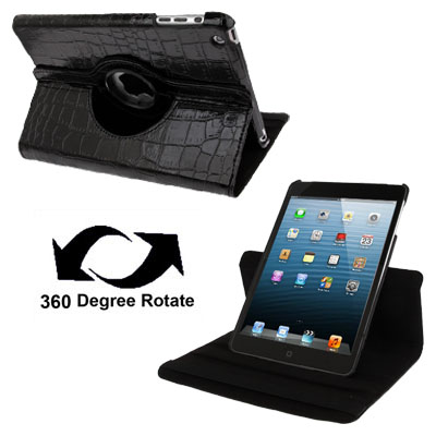 

Crocodile Texture 360 Degree Rotatable Leather Case with Holder for iPad mini 1 / 2 / 3(Black)