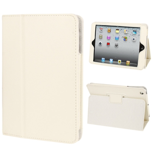 

2-fold Litchi Texture Flip Leather Case with Holder Function for iPad mini 1 / 2 / 3(White)