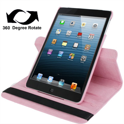 

360 Degree Rotation Leather Case with Holder for iPad mini 1 / 2 / 3 (Pink)