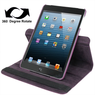 

360 Degree Rotation Leather Case with Holder for iPad mini 1 / 2 / 3 (Purple)