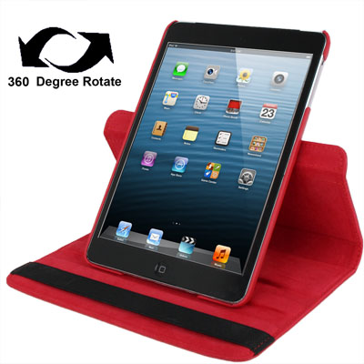 

360 Degree Rotation Leather Case with Holder for iPad mini 1 / 2 / 3 (Red)