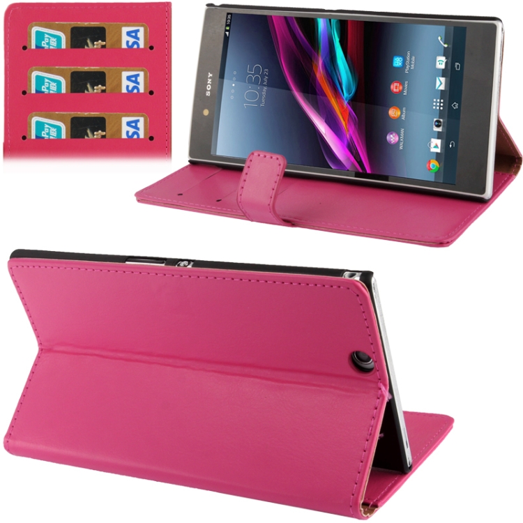 

Fine Sheepskin Texture Flip Leather Case with Credit Card Slots & Holder for Sony Xperia Z Ultra / XL39h (Magenta)