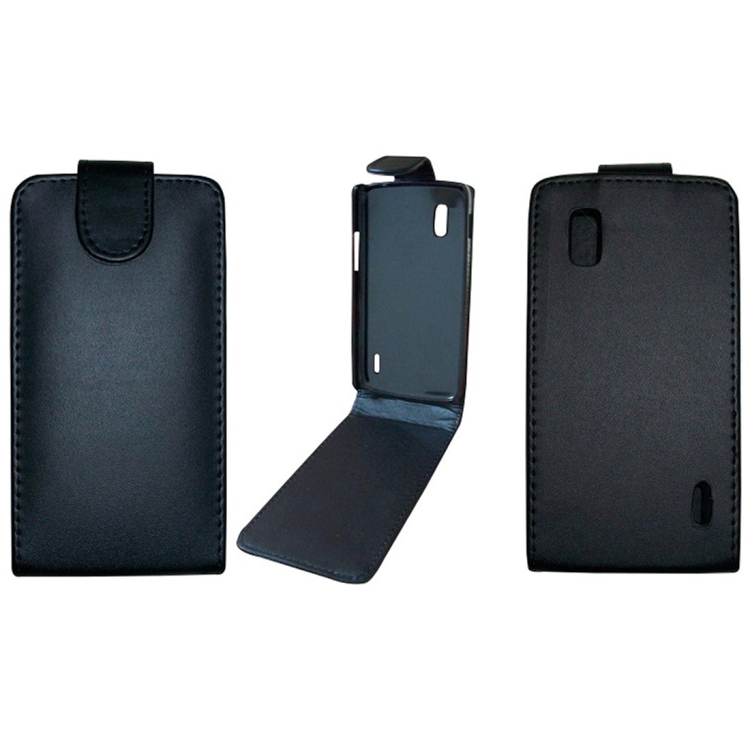 

Pure Color Vertical Flip Soft Leather Case for LG Nexus 4 / E960(Black)