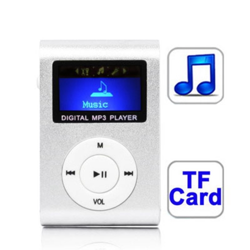 

TF (Micro SD) Card Slot MP3 Player with LCD Screen, Metal Clip, Radio Function(Silver)