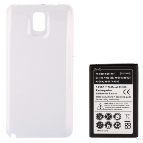 

6800mAh Replacement Mobile Phone Battery & Cover Back Door for Galaxy Note III / N9000(White)