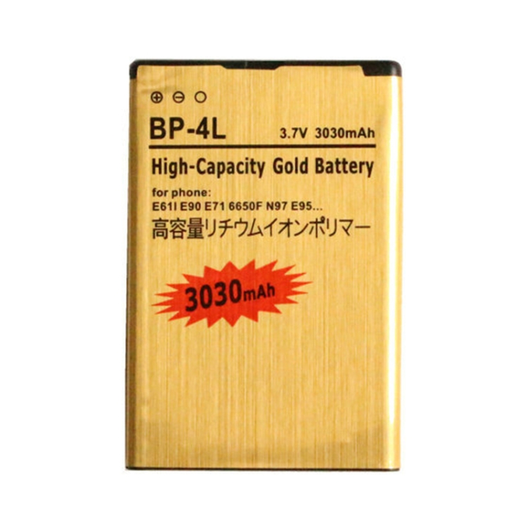 

3030mAh BP-4L High Capacity Gold Battery for Nokia E63 / E61I / E90 / E71 / 6650F / N97 / E95