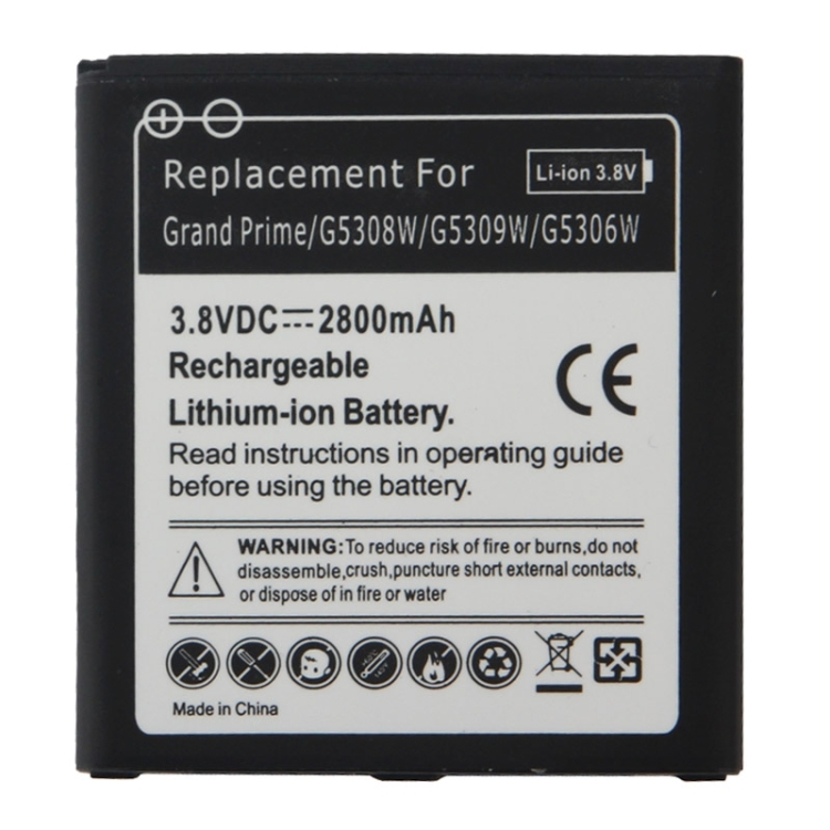 

3.8V / 2800mAh Rechargeable Li-ion Battery for Galaxy Grand Prime / G5308W / G5309W / G5306W