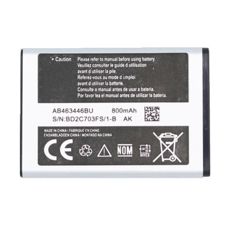 

800mAh AB463446BU Replacement Battery for Samsung C512 / X208 (S/N: BD4S497PS/1-B)
