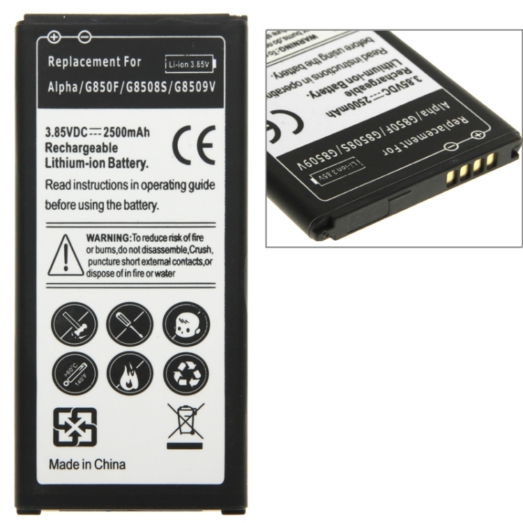 

2500mAh Rechargeable Li-ion Battery for Galaxy Alpha / G850F / G8508S / G8509V