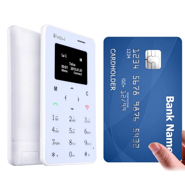 

iNew Mini 1 Ultrathin Card Phone, Small Size, 0.96 inch Screen Single Micro SIM, Bluetooth(White)