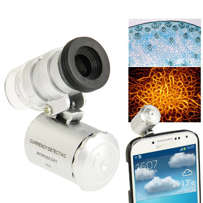 

60X Zoom Digital Mobile Phone Microscope Magnifier with Plastic Case & LED Light for Galaxy S IV / i9500