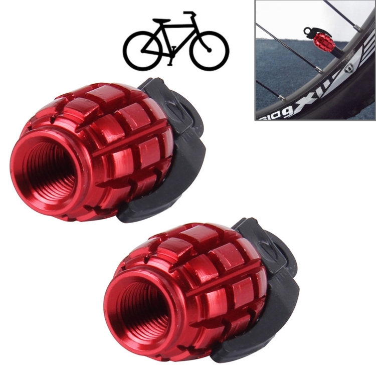 

2 PCS Universal Grenade Shaped Bicycle Tire Valve Caps(Red)