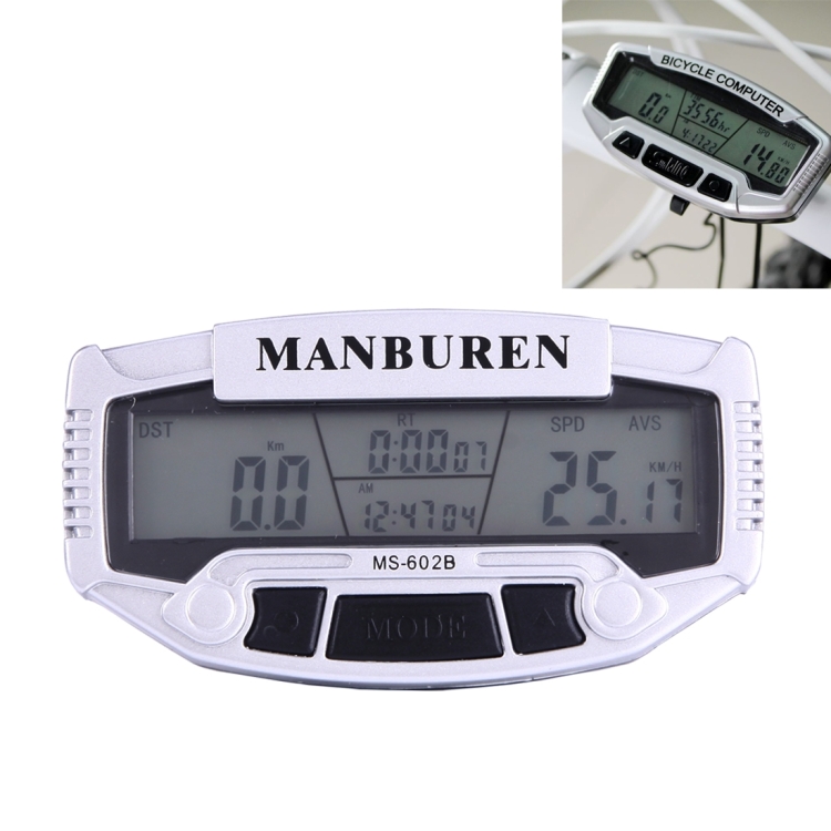 

Multifunction LCD Display Cycle Computer Odometer Speedometer (MS-602B)(Silver)