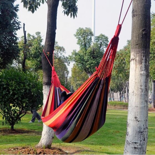 

Red Stripe Single Widening Camping Outdoor Canvas Hammock, Size: 280cm x 100cm