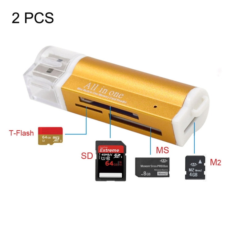For Micro SD SDHC TF M2 MMC MS PRO DUO USB 2.0 All in 1 Multi Memory Card Reader