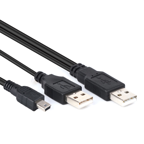 

2 in 1 USB 2.0 Male to Mini 5pin Male + USB Male Cable, Length: 80 cm(Black)