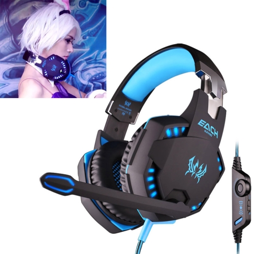 

EACH G2100 Vibration Function Stereo Bass Gaming Headset with Mic & LED Light for Computer, Cable Length: 2.2m(Blue)