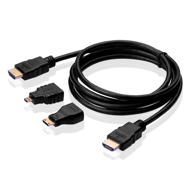 3 in 1 Full HD 1080P HDMI Cable Adaptor Kit (1.5m HDMI Cable + HDMI to Mini HDMI Adaptor + HDMI to Micro HDMI Adaptor)
3 in 1 Full HD 1080P HDMI Cable Adaptor Kit (1.5m HDMI Cable + HDMI to Mini HDMI Adaptor + HDMI to Micro HDMI Adaptor)