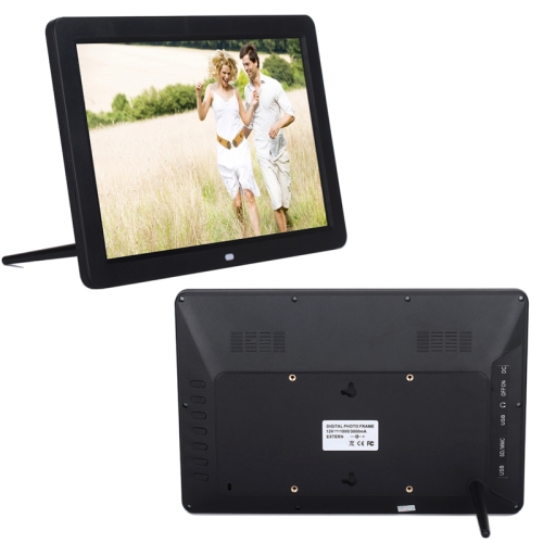 

12.0 Inch LED Display Multi-media Digital Photo Frame with Holder / Music & Movie Player / Remote Control Function, Support USB / SD, Built in Stereo Speaker(Black)