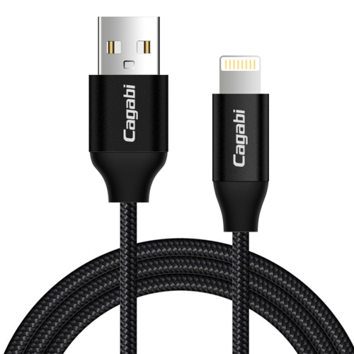 

Cagabi N3 1m 2.4A Aviation Aluminum Alloy + Nylon USB to 8 Pin Data Sync Fast Charging Cable, For iPhone XR / iPhone XS MAX / iPhone X & XS / iPhone 8 & 8 Plus / iPhone 7 & 7 Plus / iPhone 6 & 6s & 6 Plus & 6s Plus / iPad(Black)