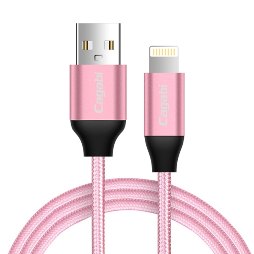 

Cagabi N3 1m 2.4A Aviation Aluminum Alloy + Nylon USB to 8 Pin Data Sync Fast Charging Cable, For iPhone XR / iPhone XS MAX / iPhone X & XS / iPhone 8 & 8 Plus / iPhone 7 & 7 Plus / iPhone 6 & 6s & 6 Plus & 6s Plus / iPad(Pink)