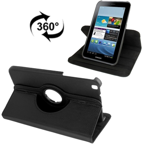 

360 Degree Rotation Litchi Texture Leather Case with Holder for Galaxy Tab 3 (8.0) / T3110 / T3100 / T315(Black)