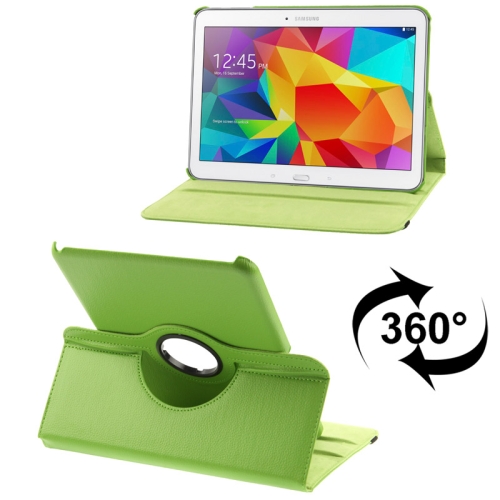 

360 Degree Rotatable Litchi Texture Leather Case with 2-angle Viewing Holder for Galaxy Tab 4 10.1 / SM-T530 / T531(Green)