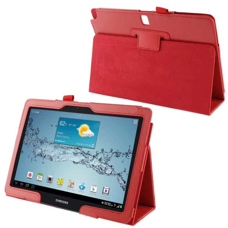 

Litchi Texture Leather Case with Holder for Galaxy Note 10.1 (2014 Edition), Red(Red)